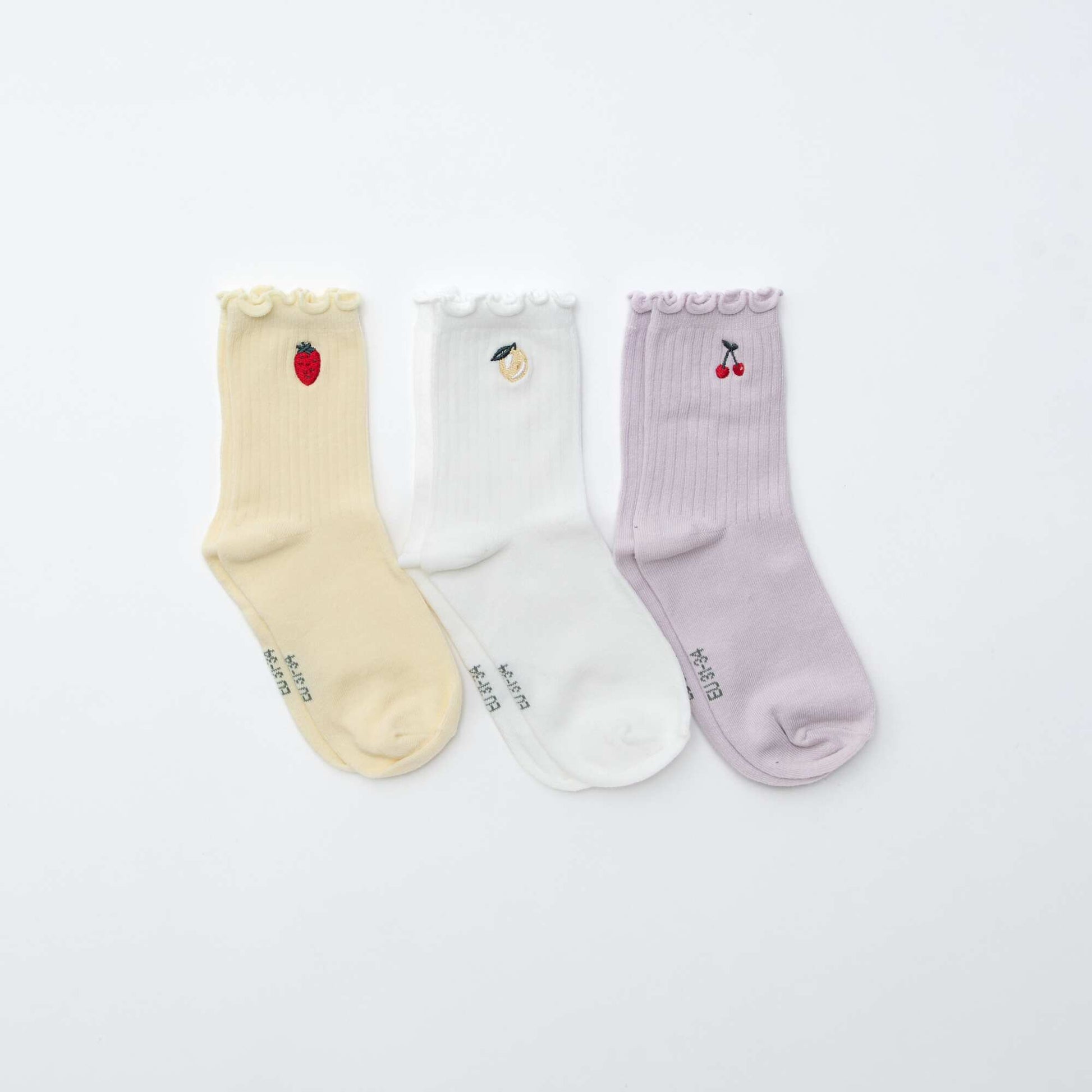 Lot de 3 chaussettes imprimées VIOLET/JAUNE