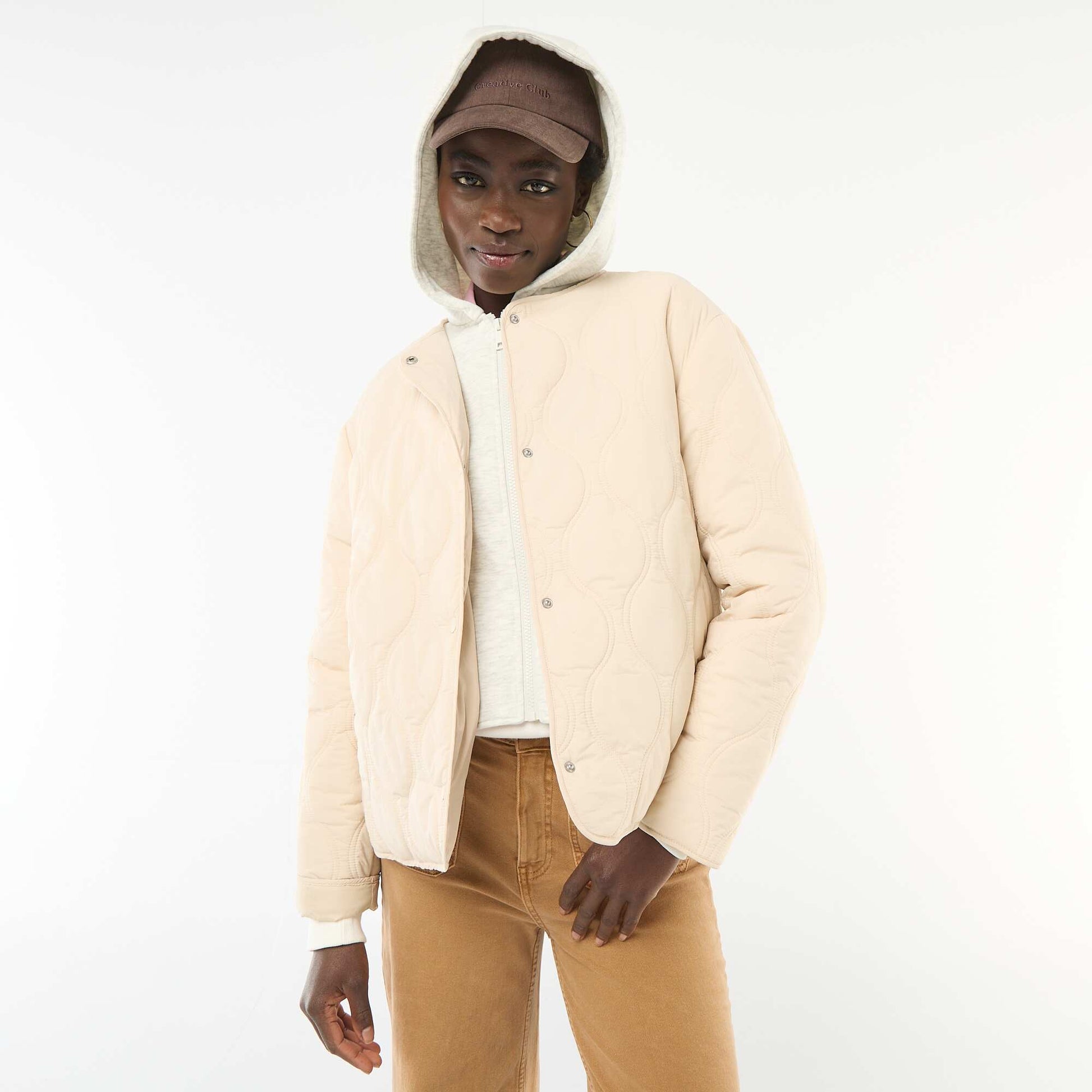 Blouson matelassé avec plastron amovible BEIGE