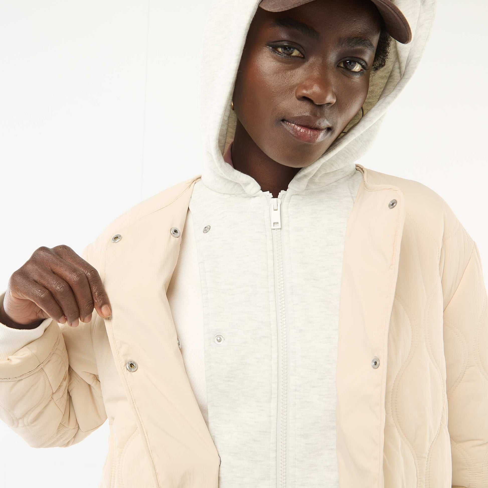 Blouson matelassé avec plastron amovible BEIGE