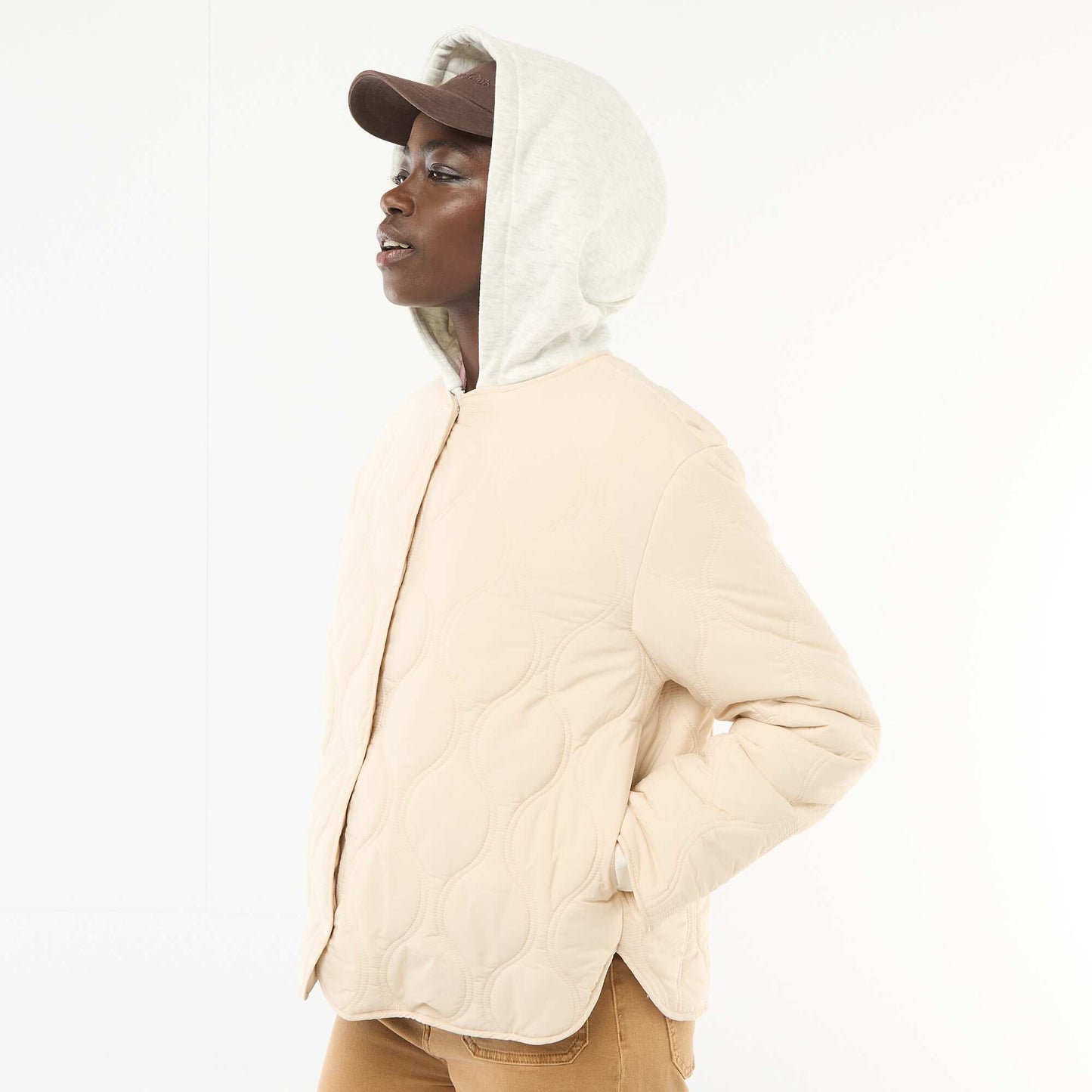 Blouson matelassé avec plastron amovible BEIGE