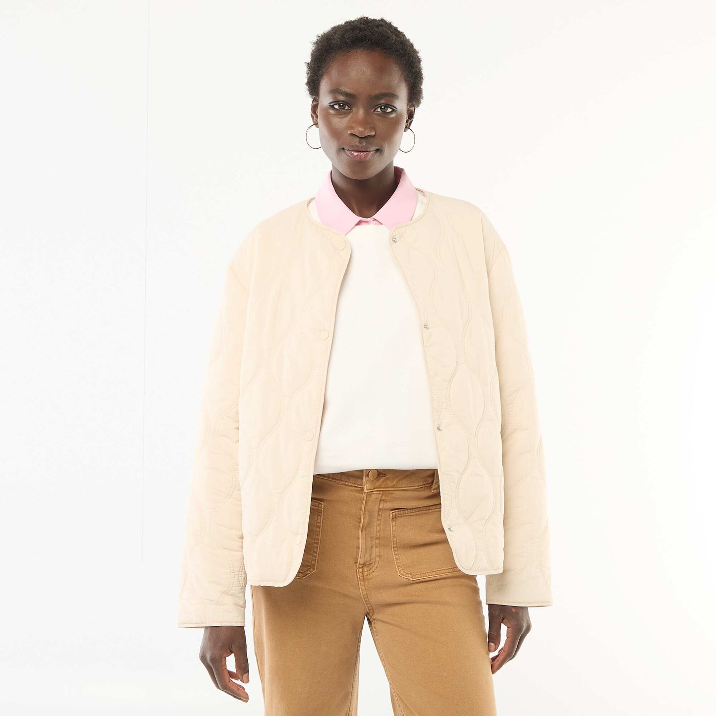 Blouson matelassé avec plastron amovible BEIGE