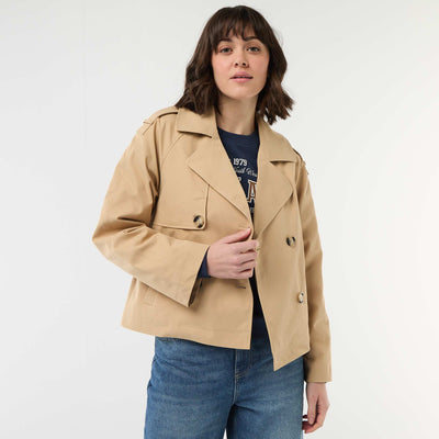 Trench court en coton BEIGE