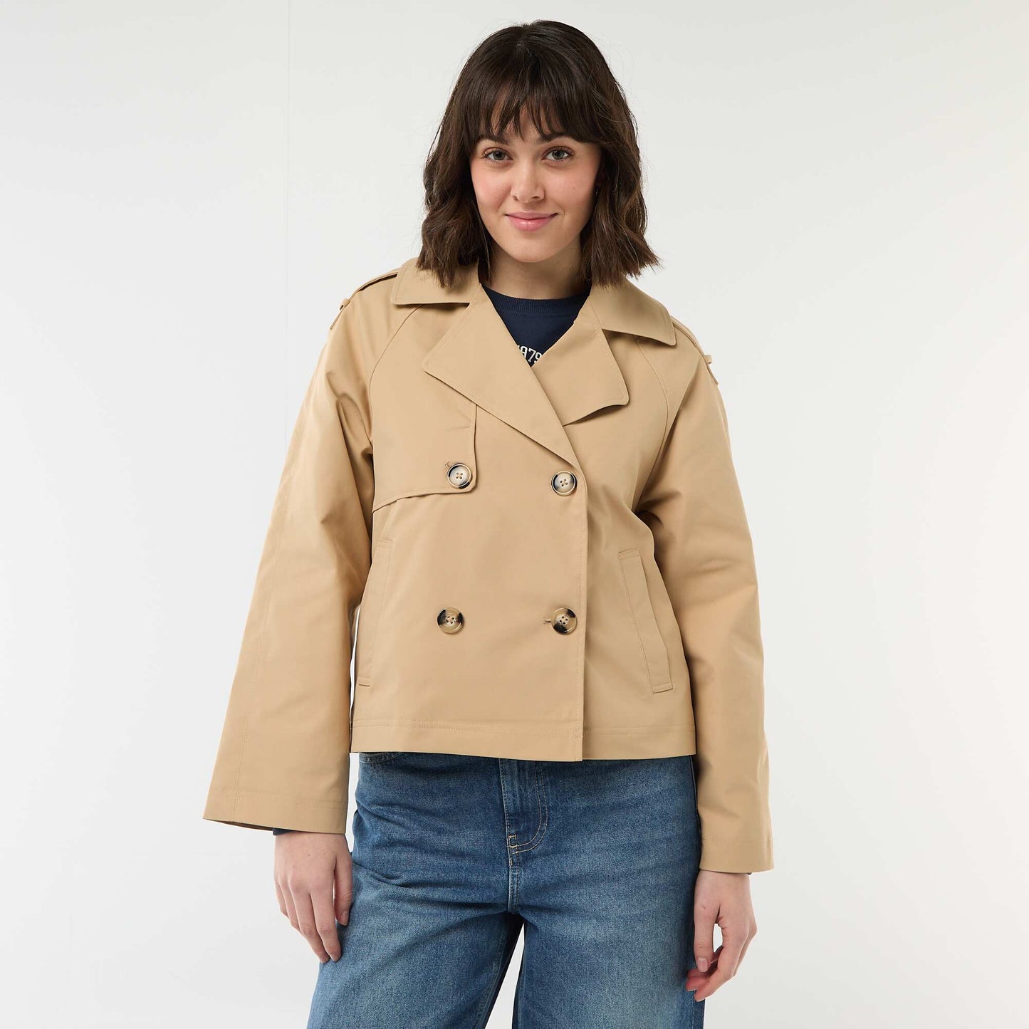 Trench court en coton BEIGE
