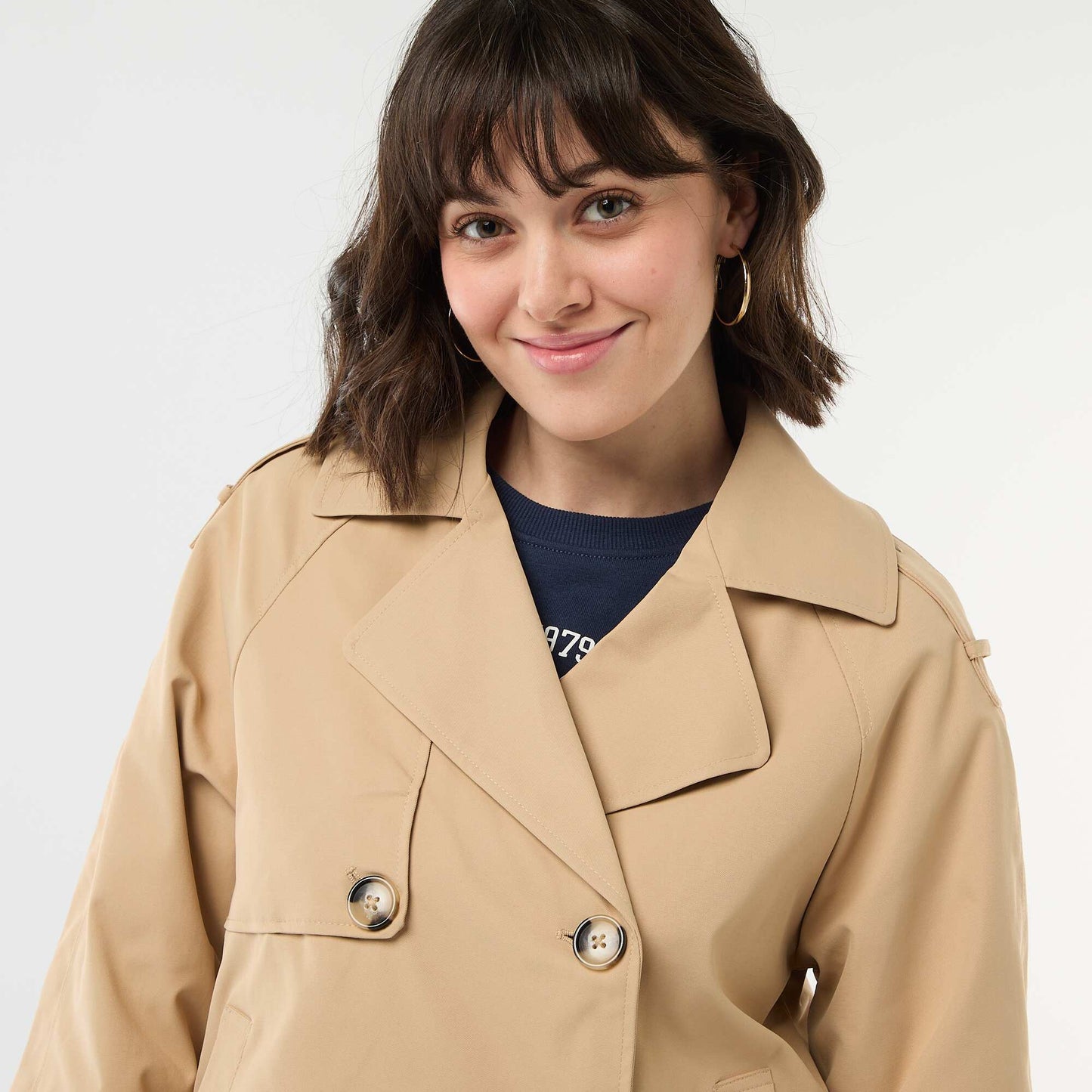 Trench court en coton BEIGE