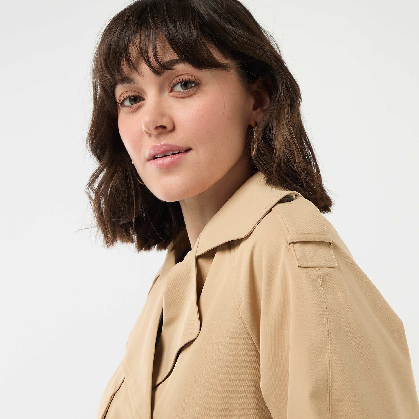 Trench court en coton BEIGE