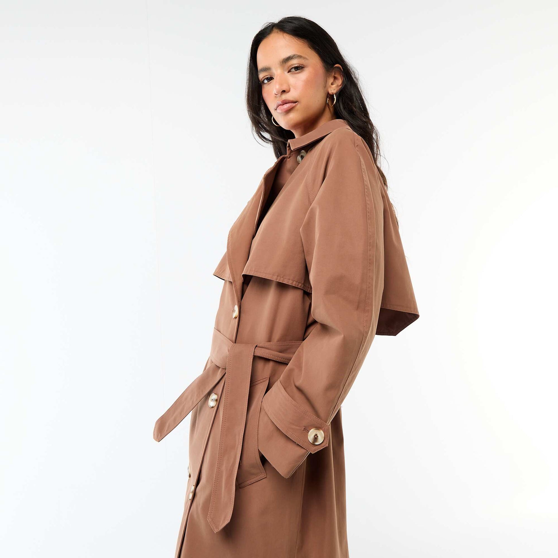 Trench long double boutonnage MARRON