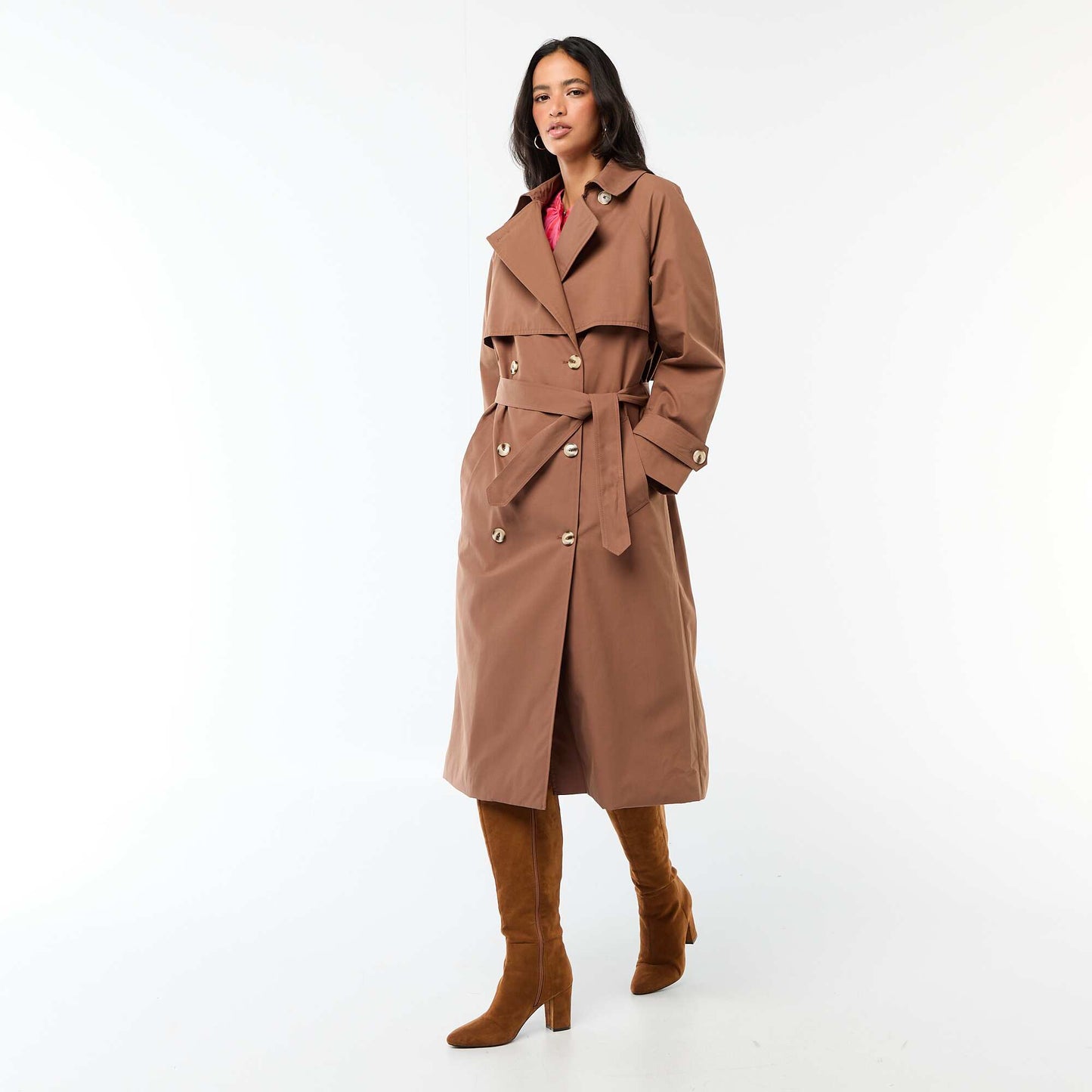 Trench long double boutonnage MARRON