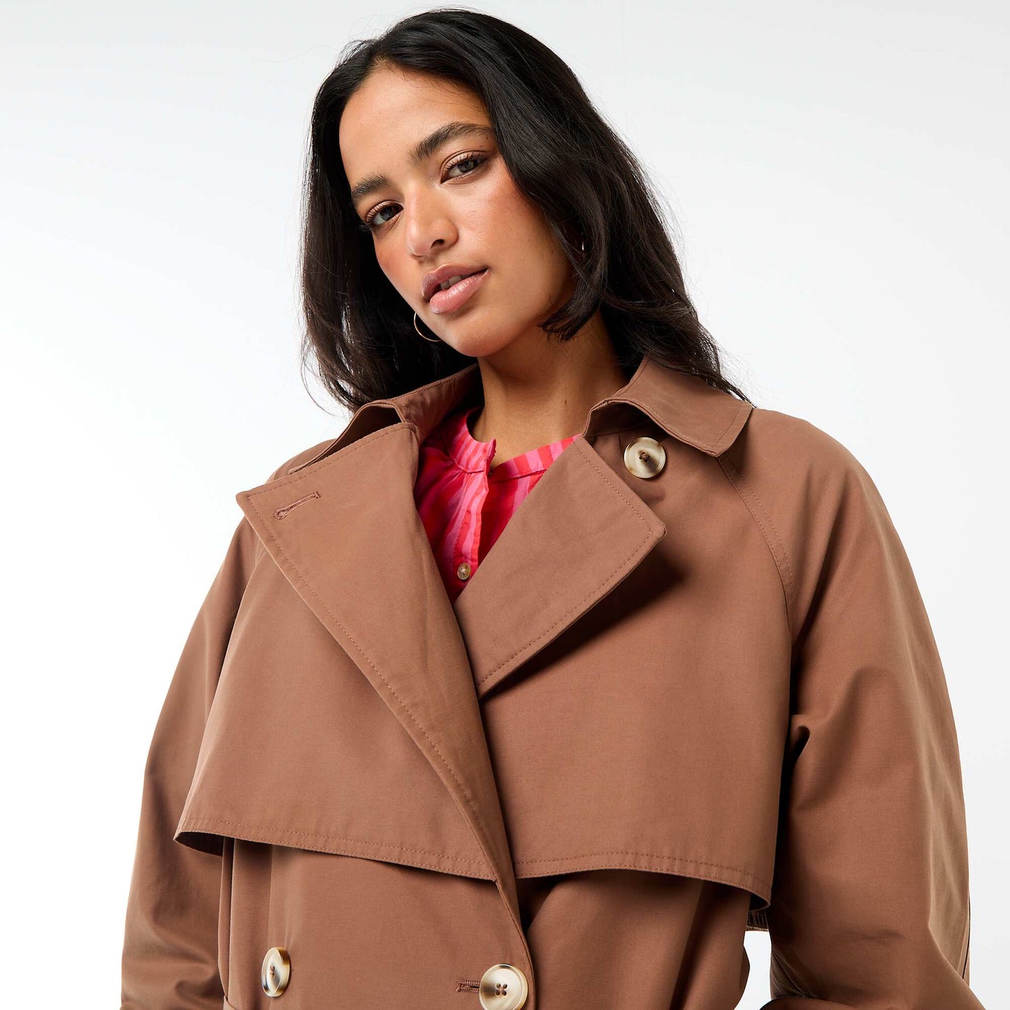 Trench long double boutonnage MARRON