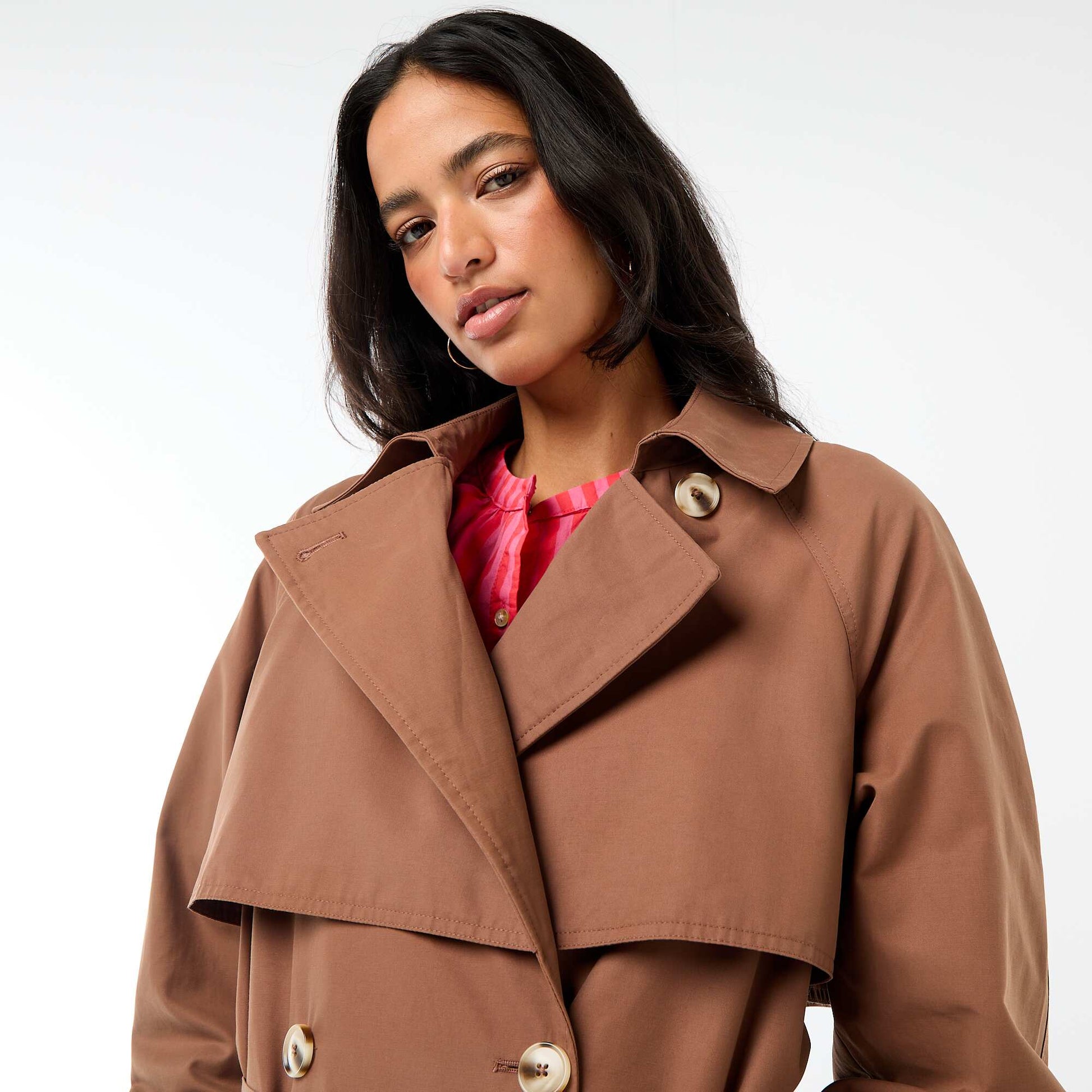 Trench long double boutonnage MARRON