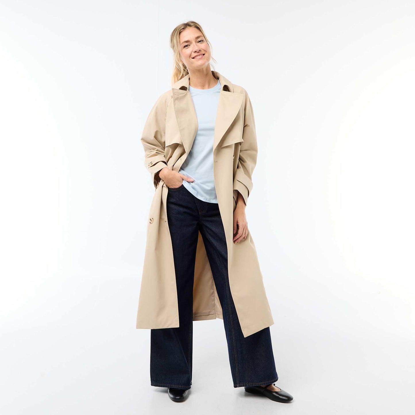 Trench long double boutonnage BEIGE