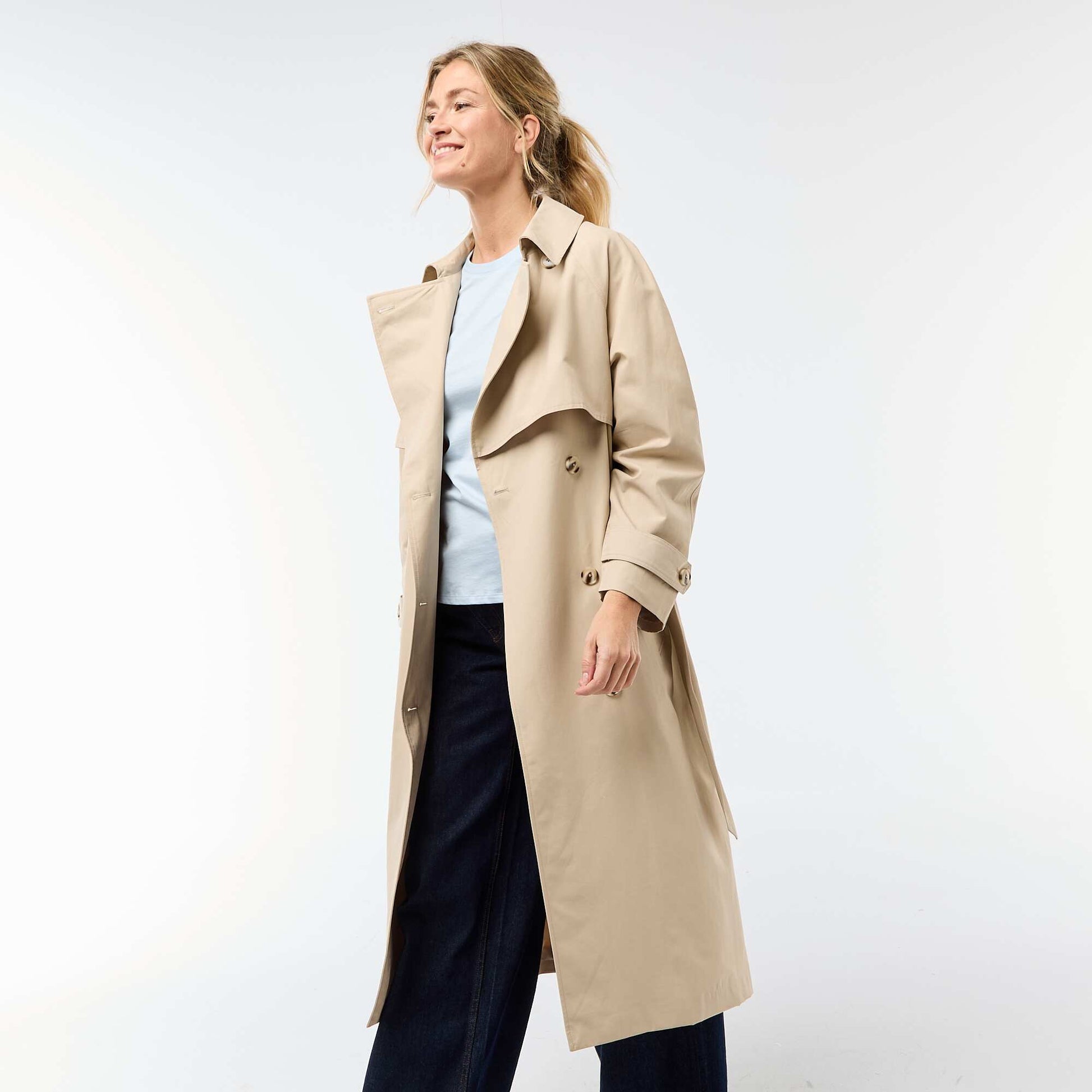Trench long double boutonnage BEIGE