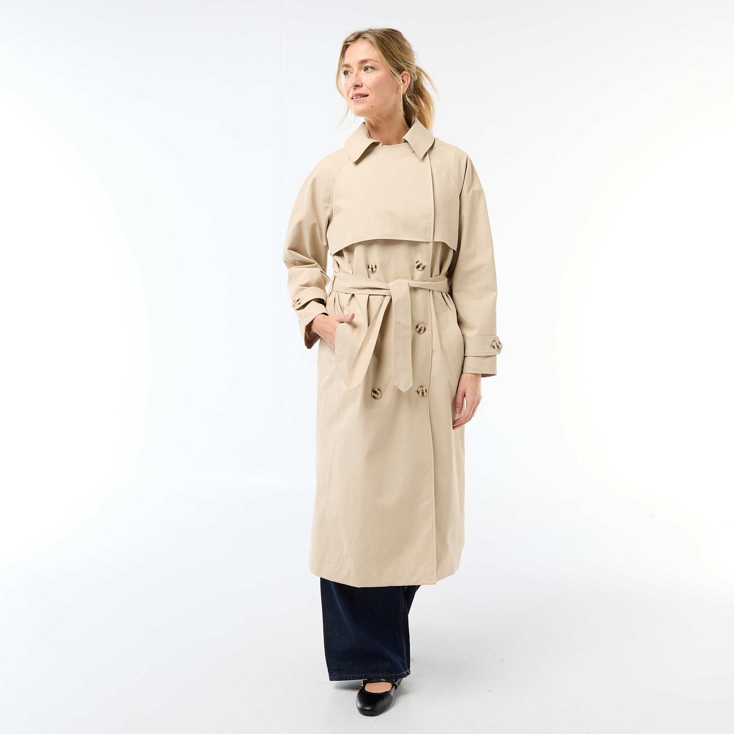 Trench long double boutonnage BEIGE