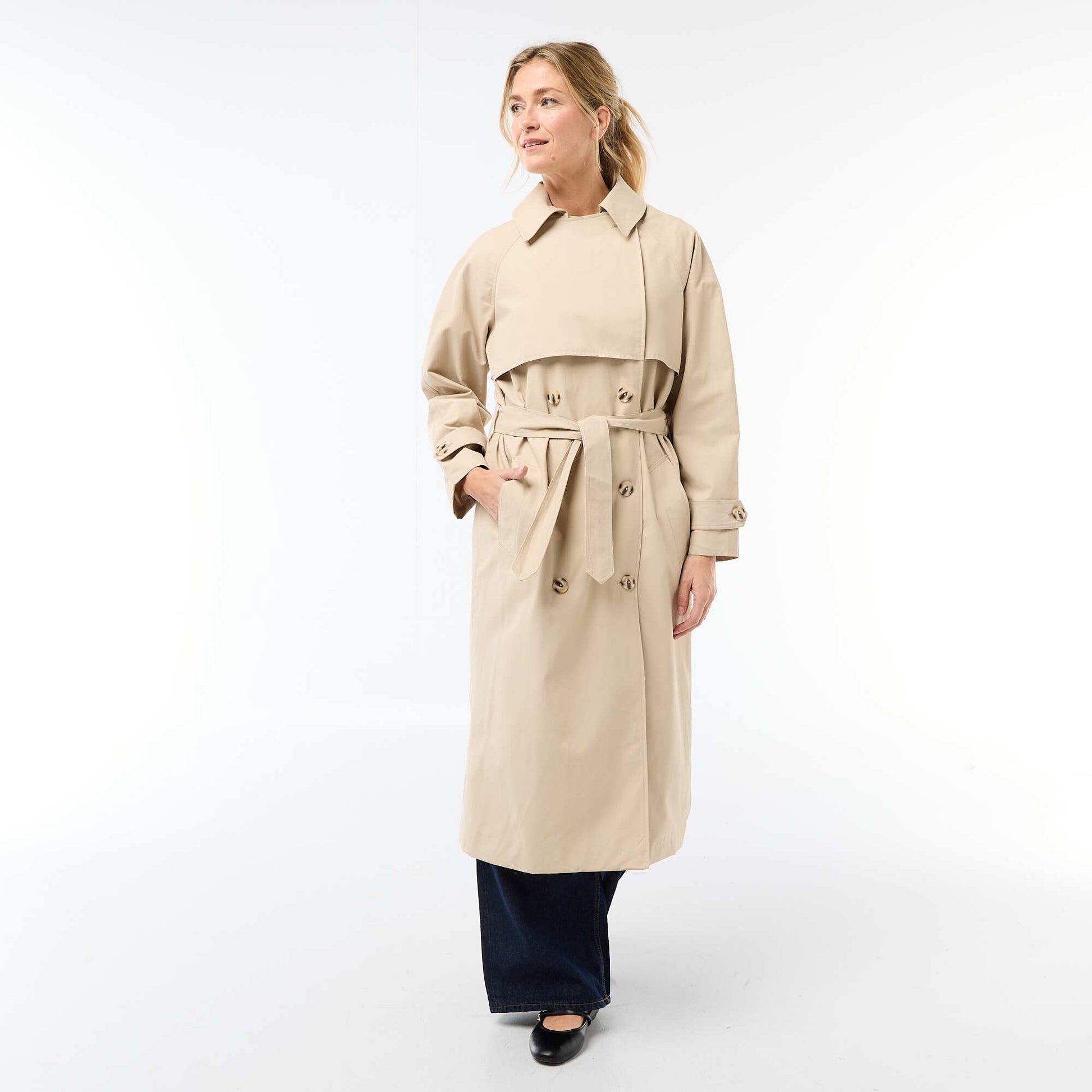Trench long double boutonnage BEIGE