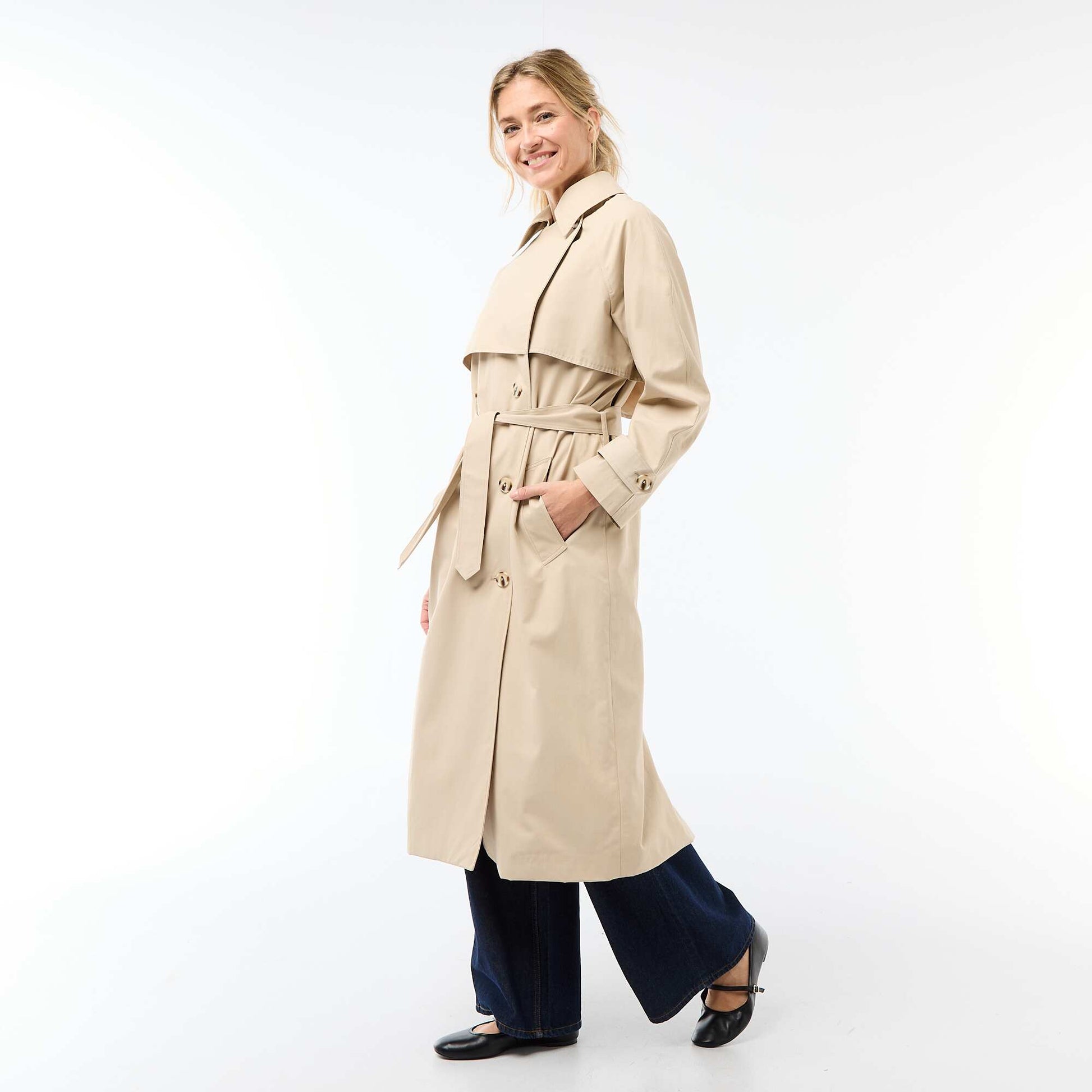 Trench long double boutonnage BEIGE