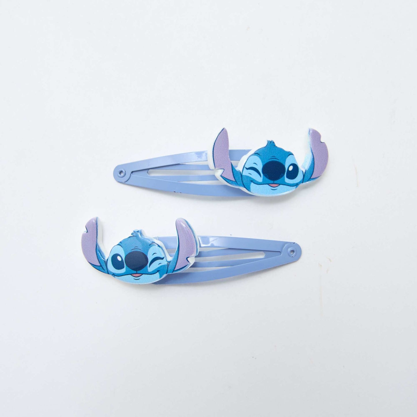 Lot de 4 pinces + 2 élastiques 'Stitch' BLEU