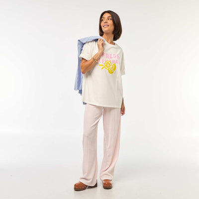 Pantalon vichy en maille gaufrée ROSE