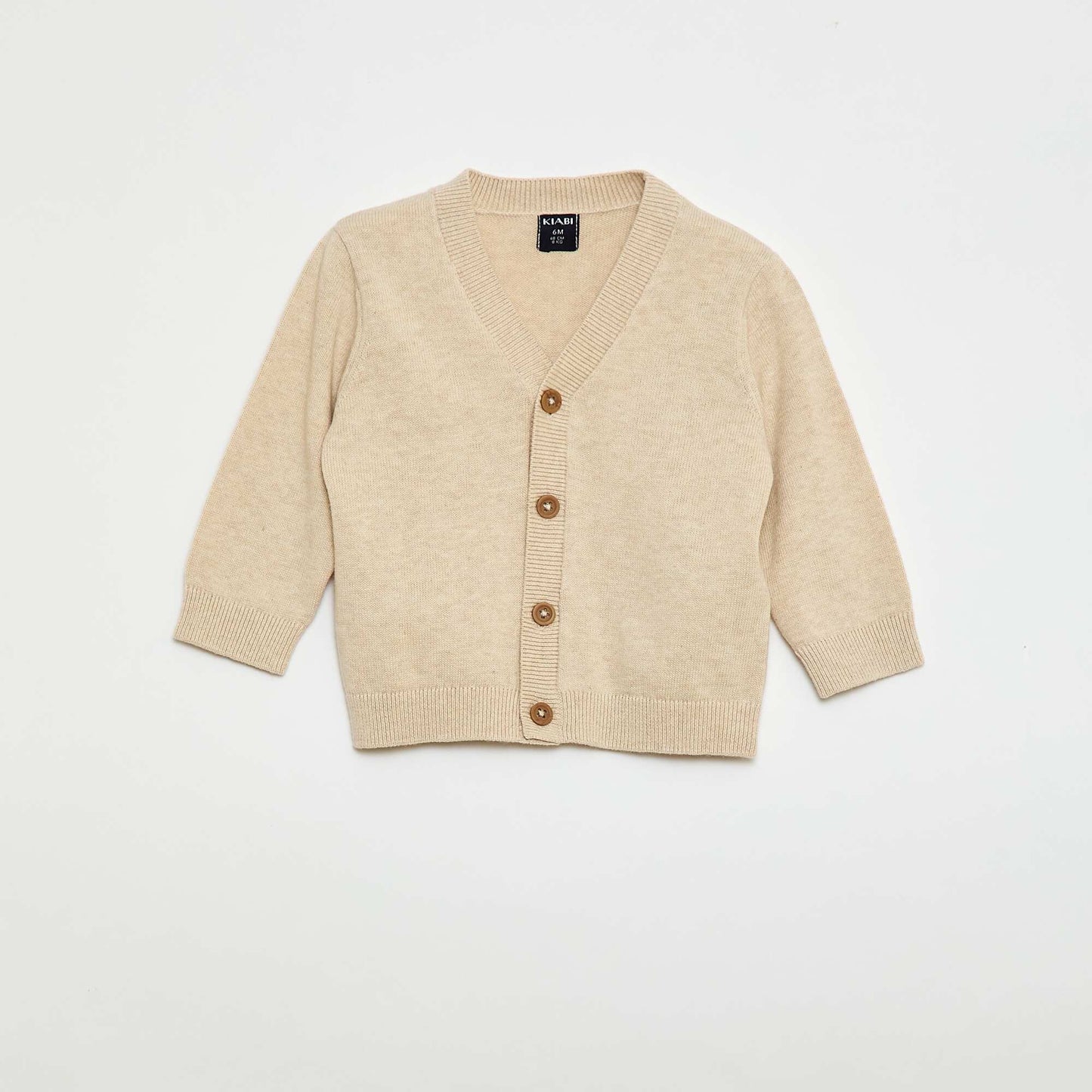 Gilet fine jauge col V BEIGE