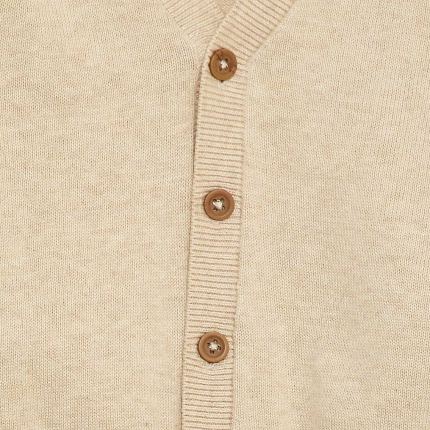 Gilet fine jauge col V BEIGE