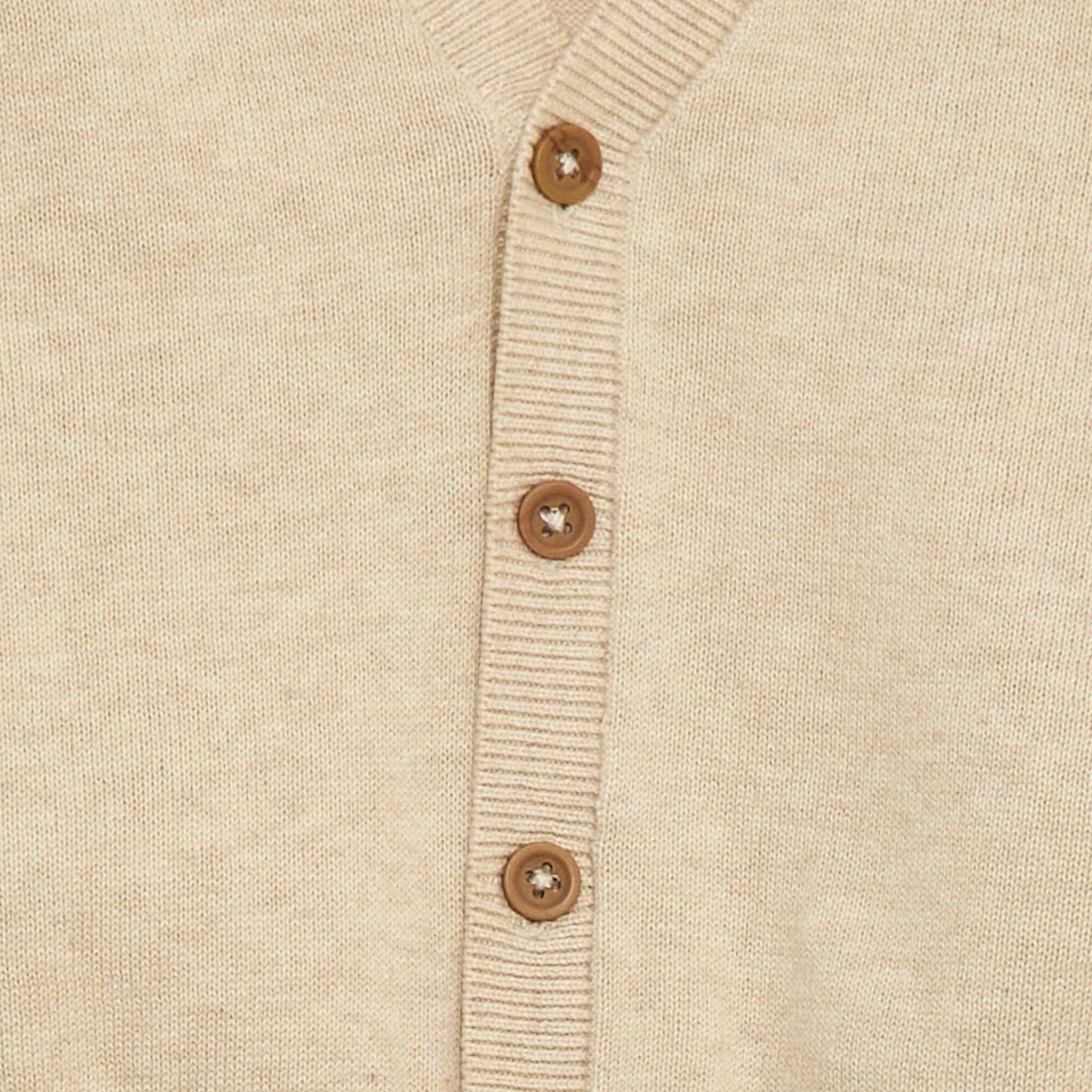 Gilet fine jauge col V BEIGE