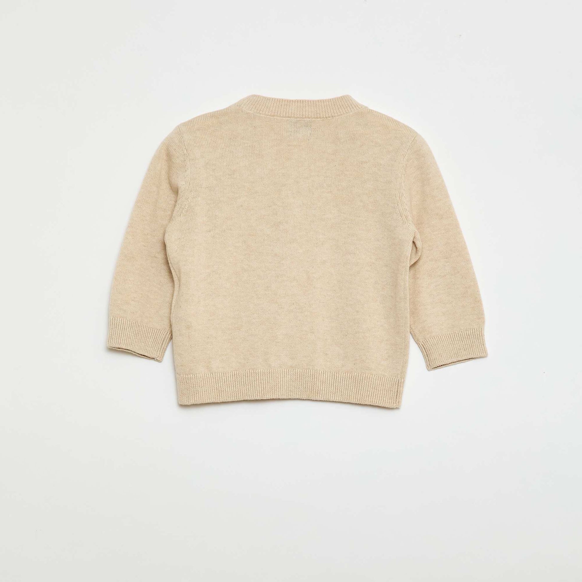 Gilet fine jauge col V BEIGE