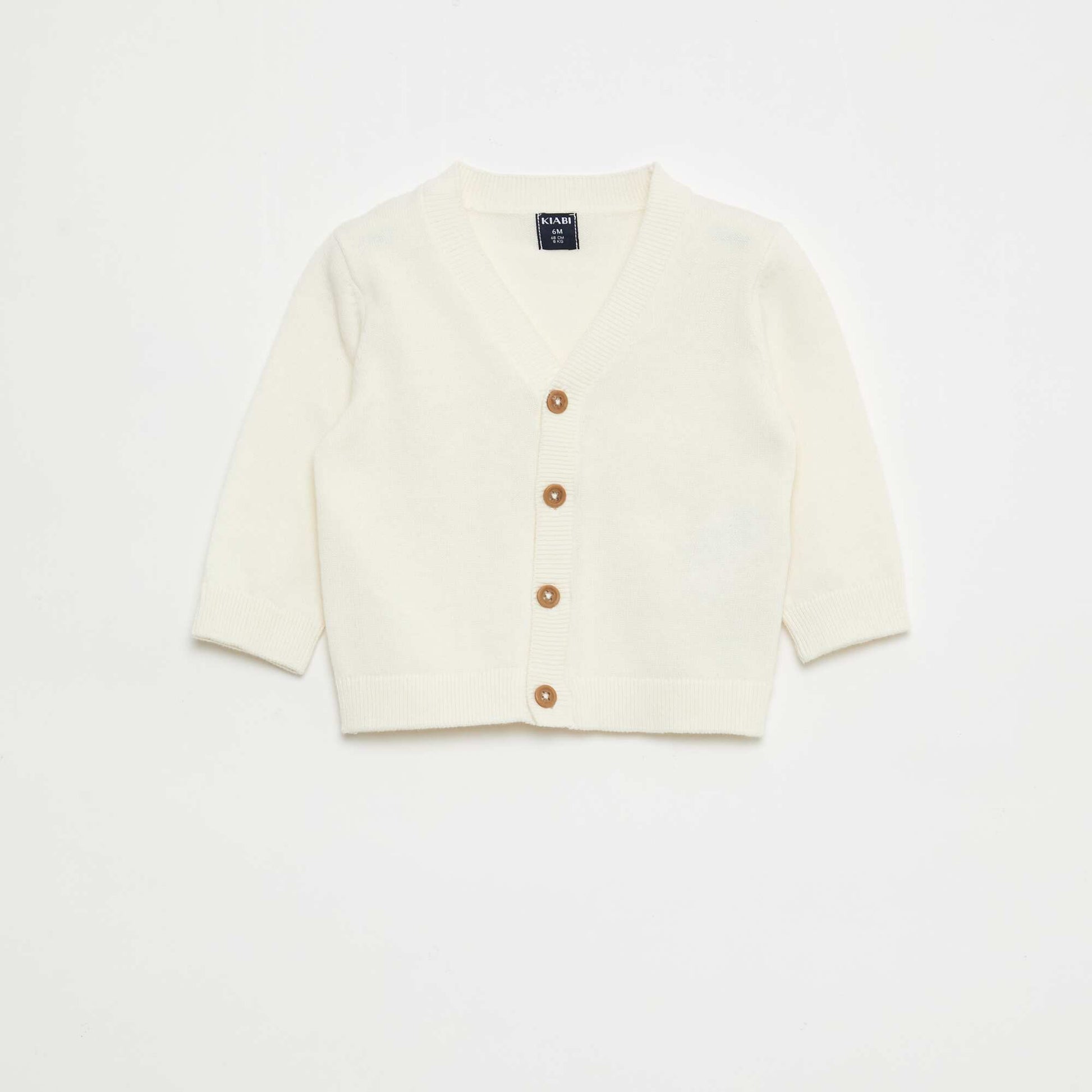 Gilet fine jauge col V BLANC