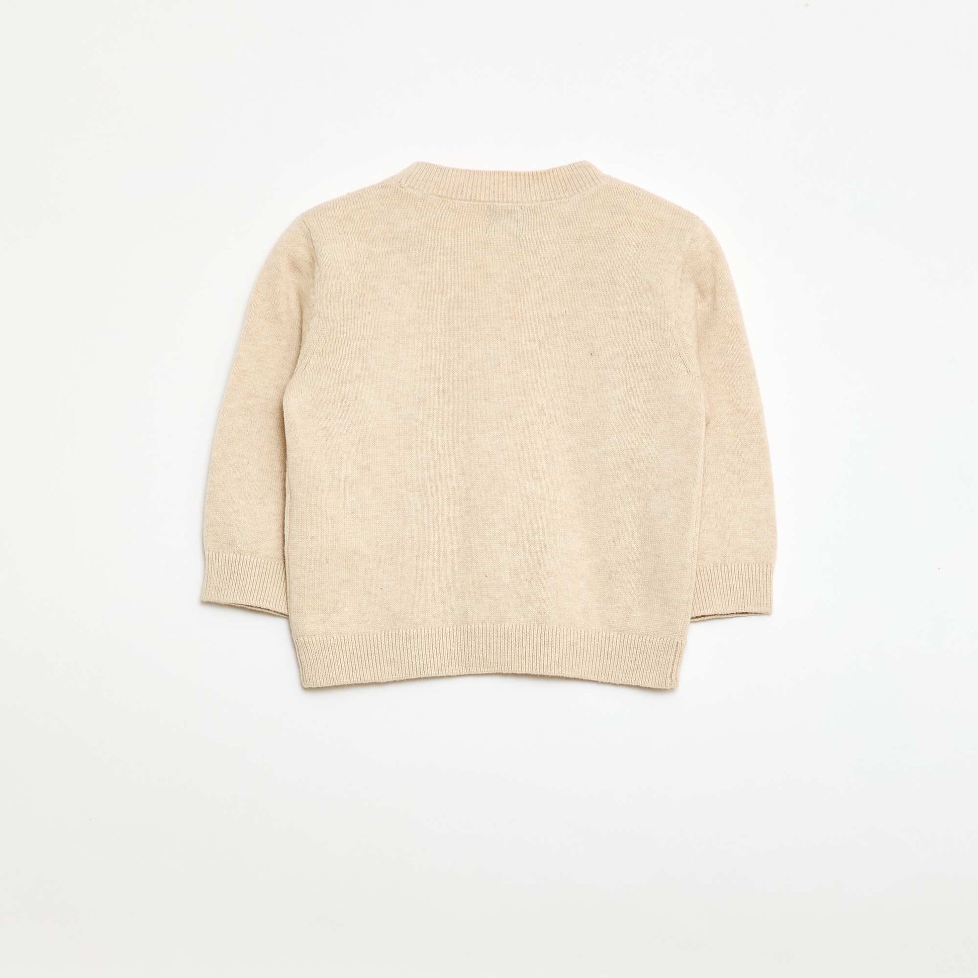 Gilet fine jauge col V BEIGE