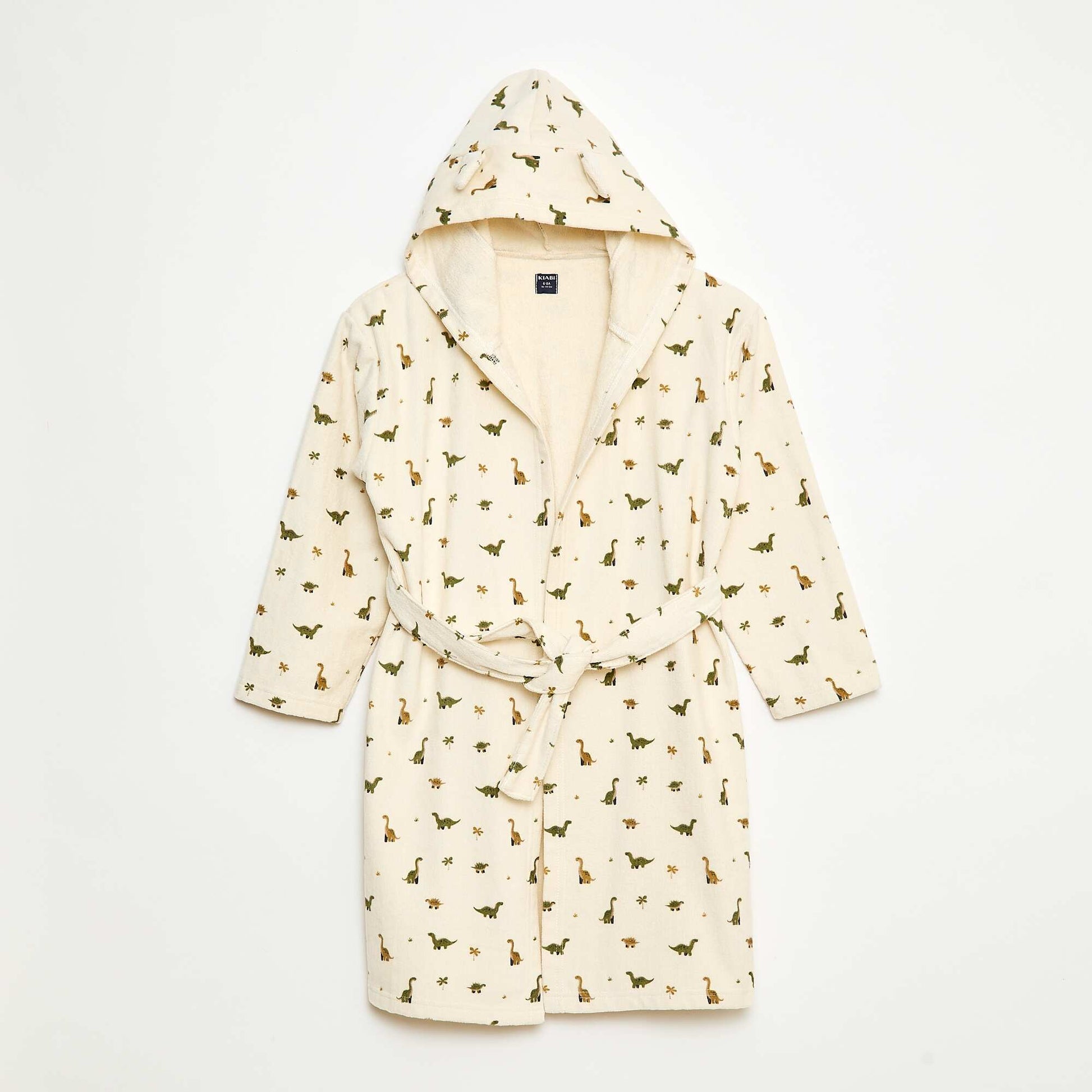Peignoir imprimé éponge en coton BEIGE