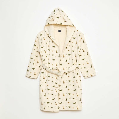 Peignoir imprimé éponge en coton BEIGE
