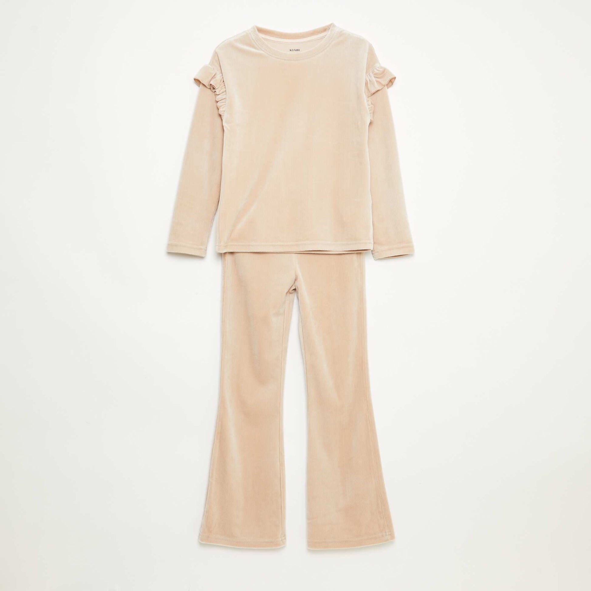 Ensemble t-shirt + pantalon en velours - 2 pièces BEIGE