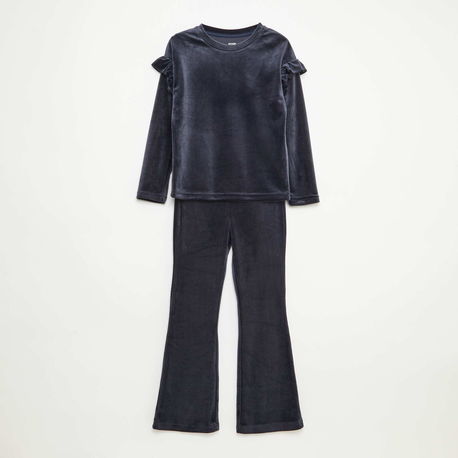 Ensemble t-shirt + pantalon en velours - 2 pièces NOIR