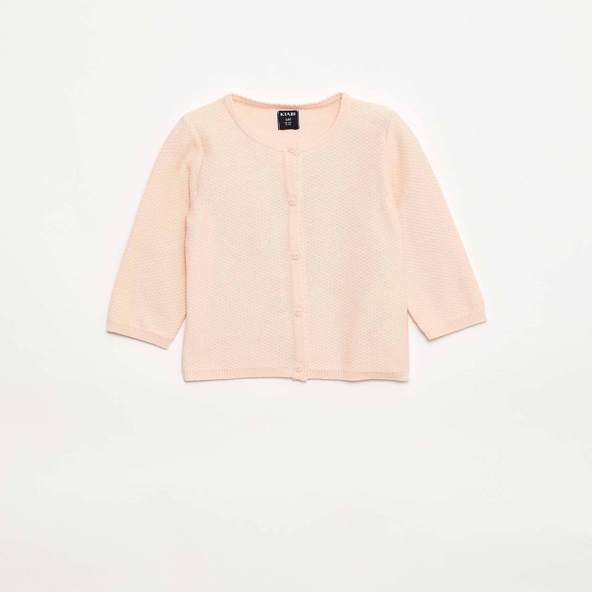 Gilet en maille fine jauge uni ROSE