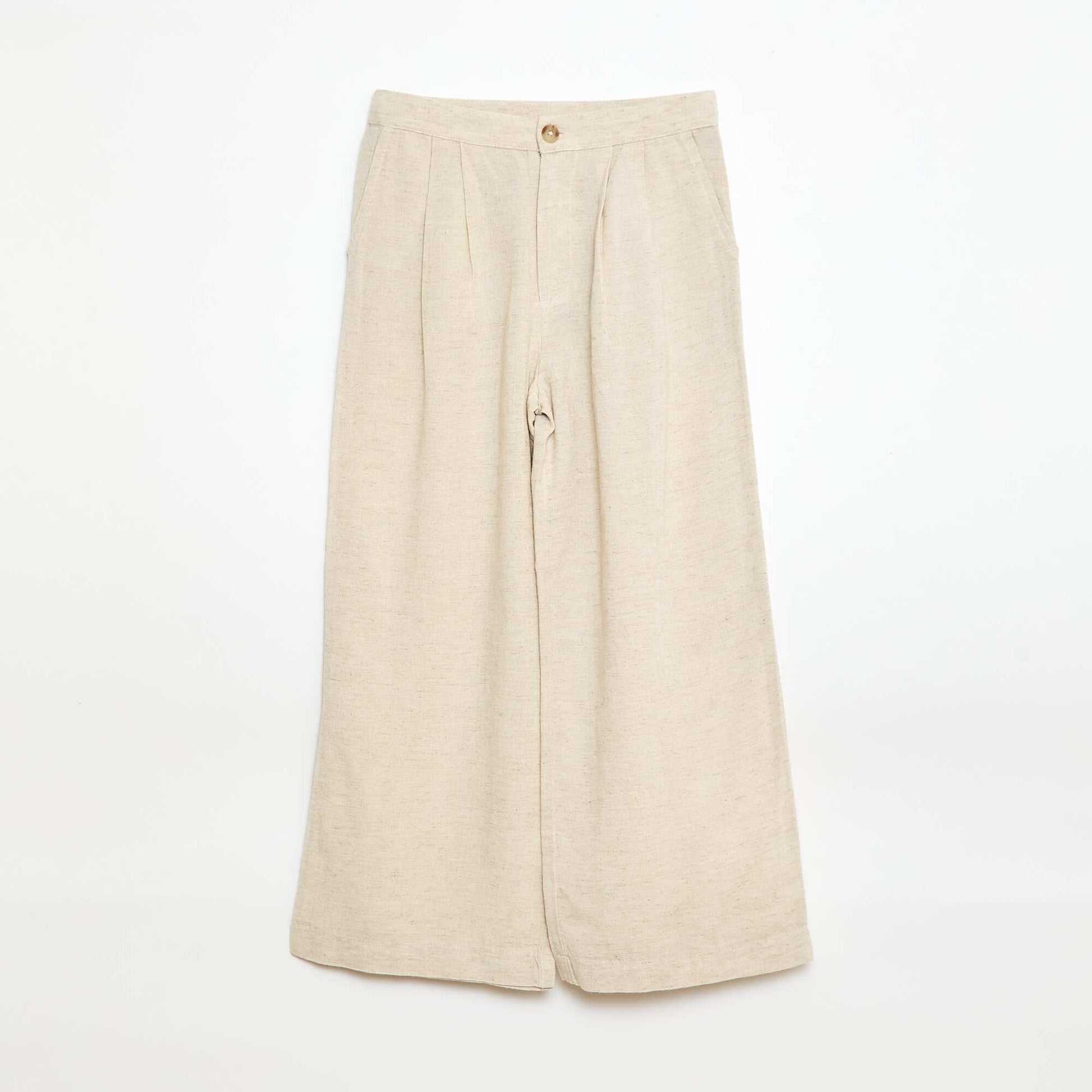 Pantalon large en lin mélangé BEIGE