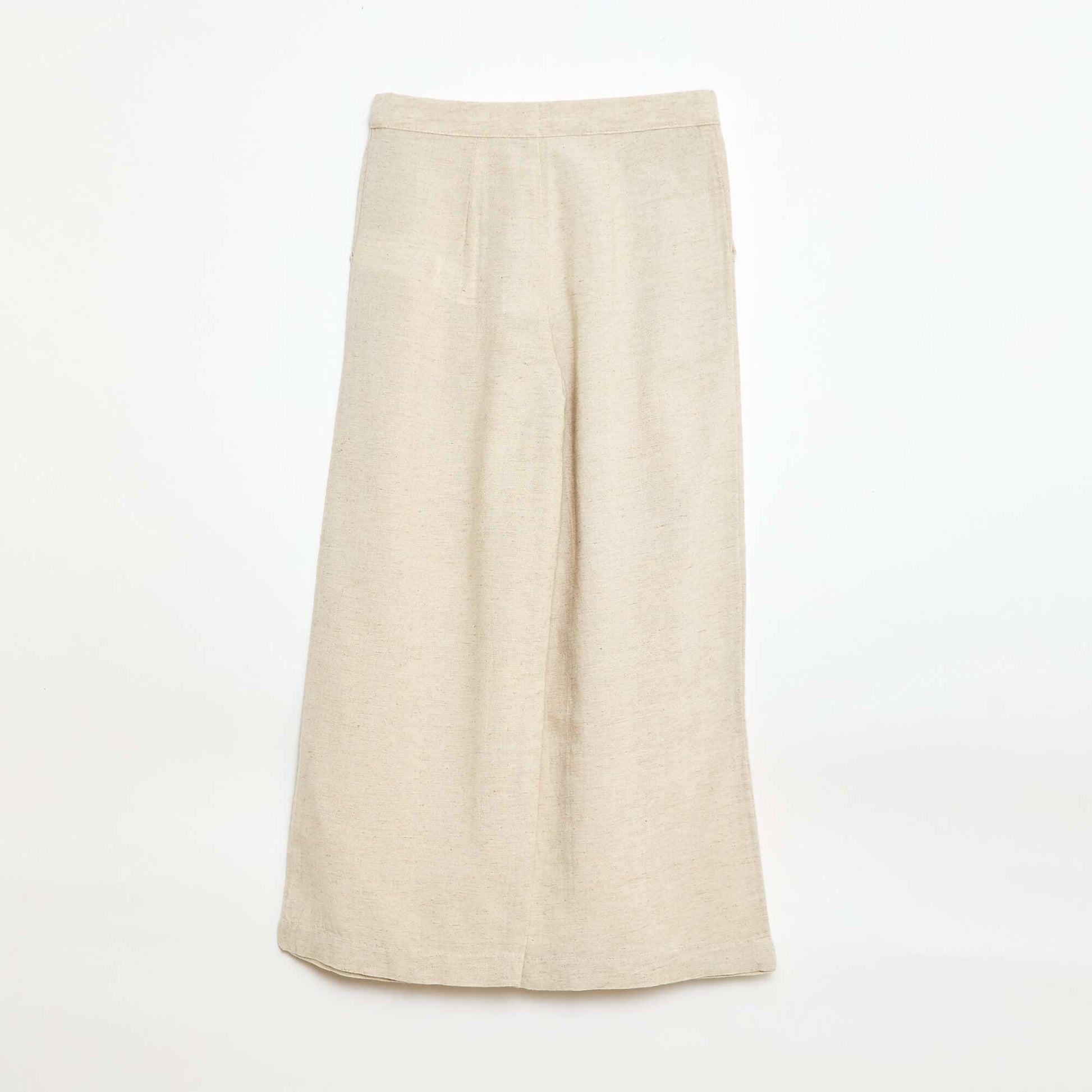 Pantalon large en lin mélangé BEIGE