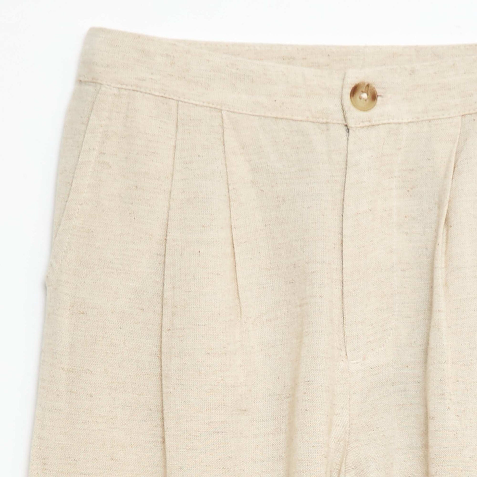 Pantalon large en lin mélangé BEIGE