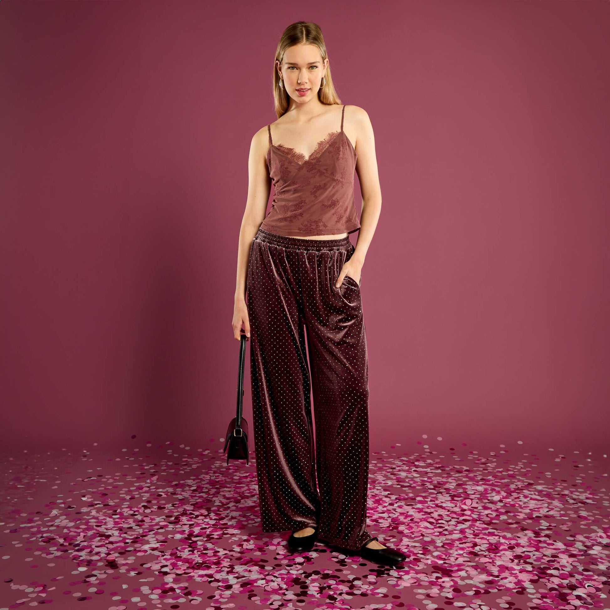 Top en tulle à motif fleuri ROSE