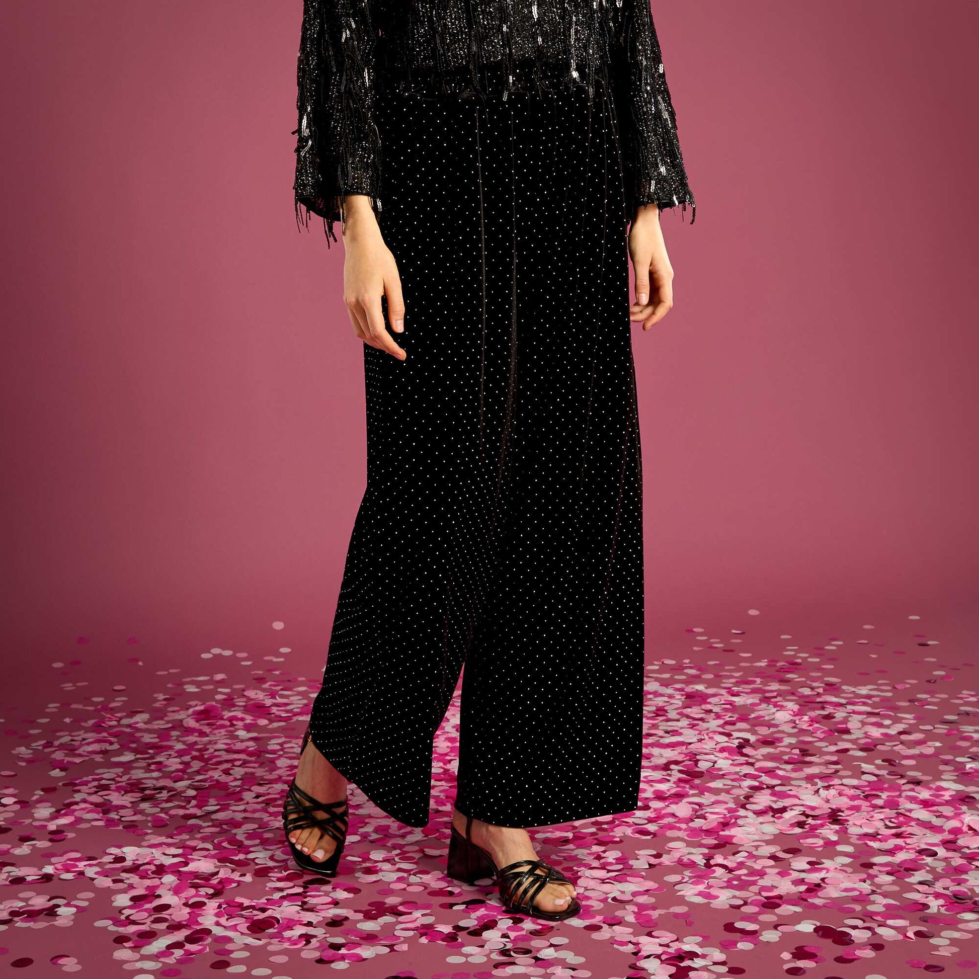 Pantalon en velours avec strass NOIR