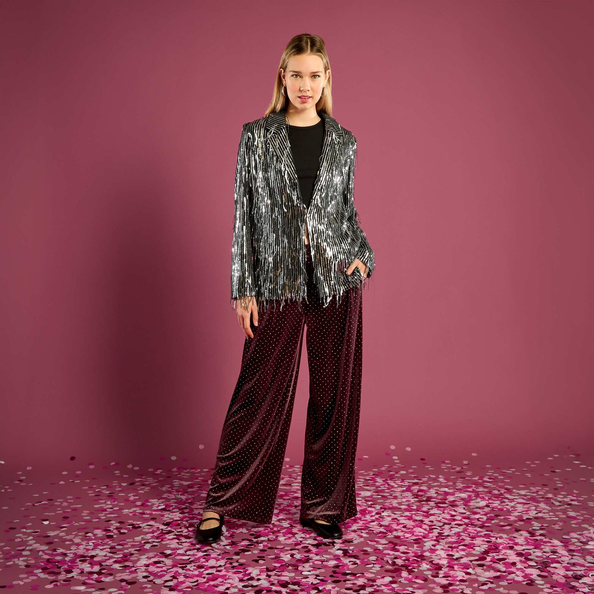Pantalon en velours avec strass VIOLET