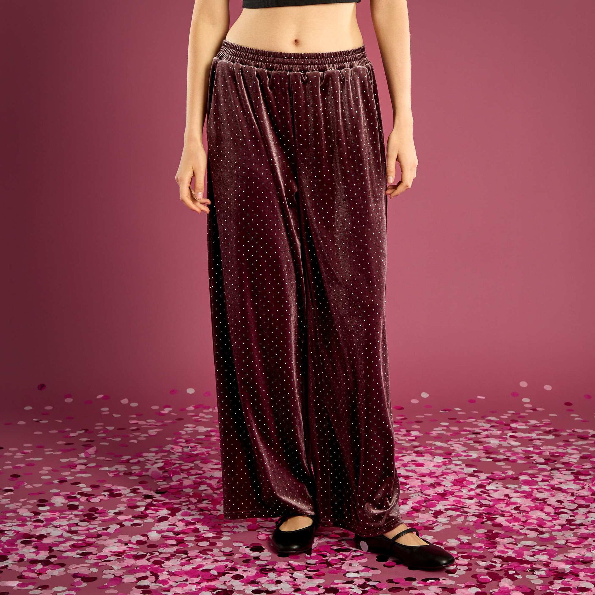 Pantalon en velours avec strass VIOLET