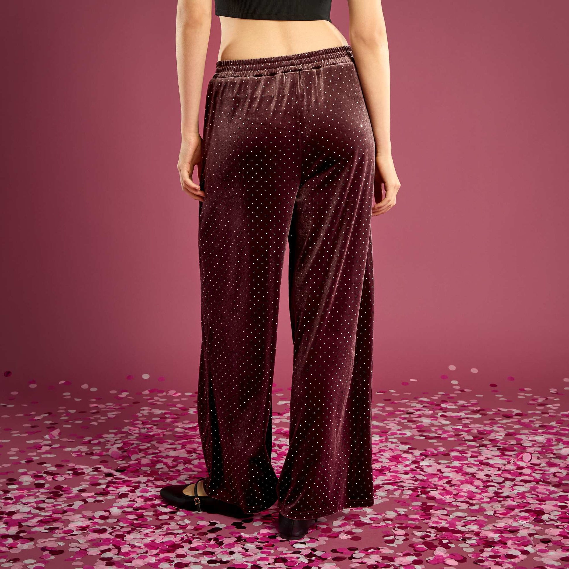 Pantalon en velours avec strass VIOLET