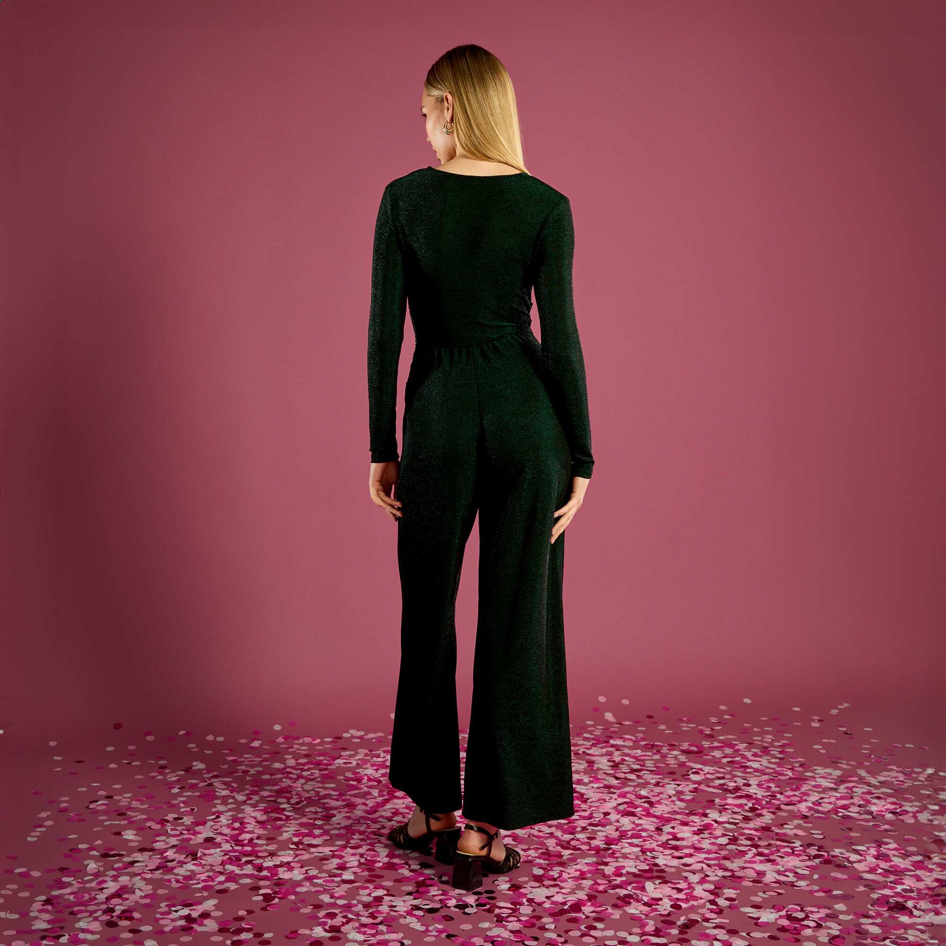Combinaison pantalon large maille bisou VERT