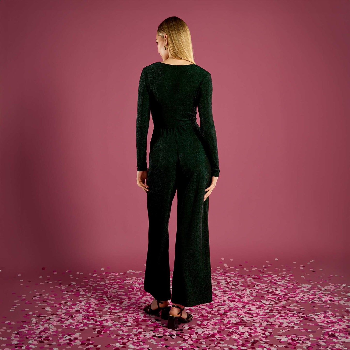 Combinaison pantalon large maille bisou VERT