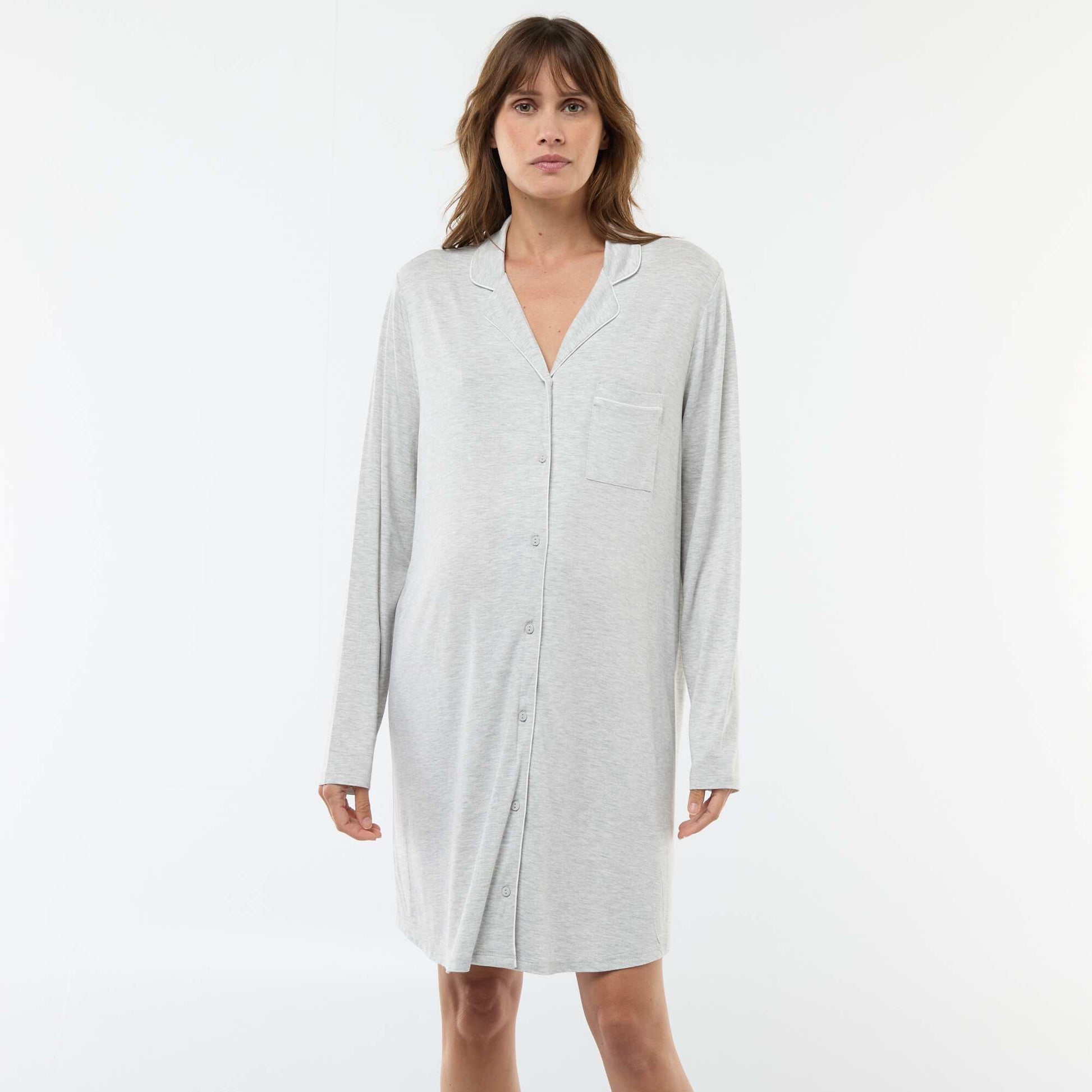 Chemise de nuit unie de maternité GRIS