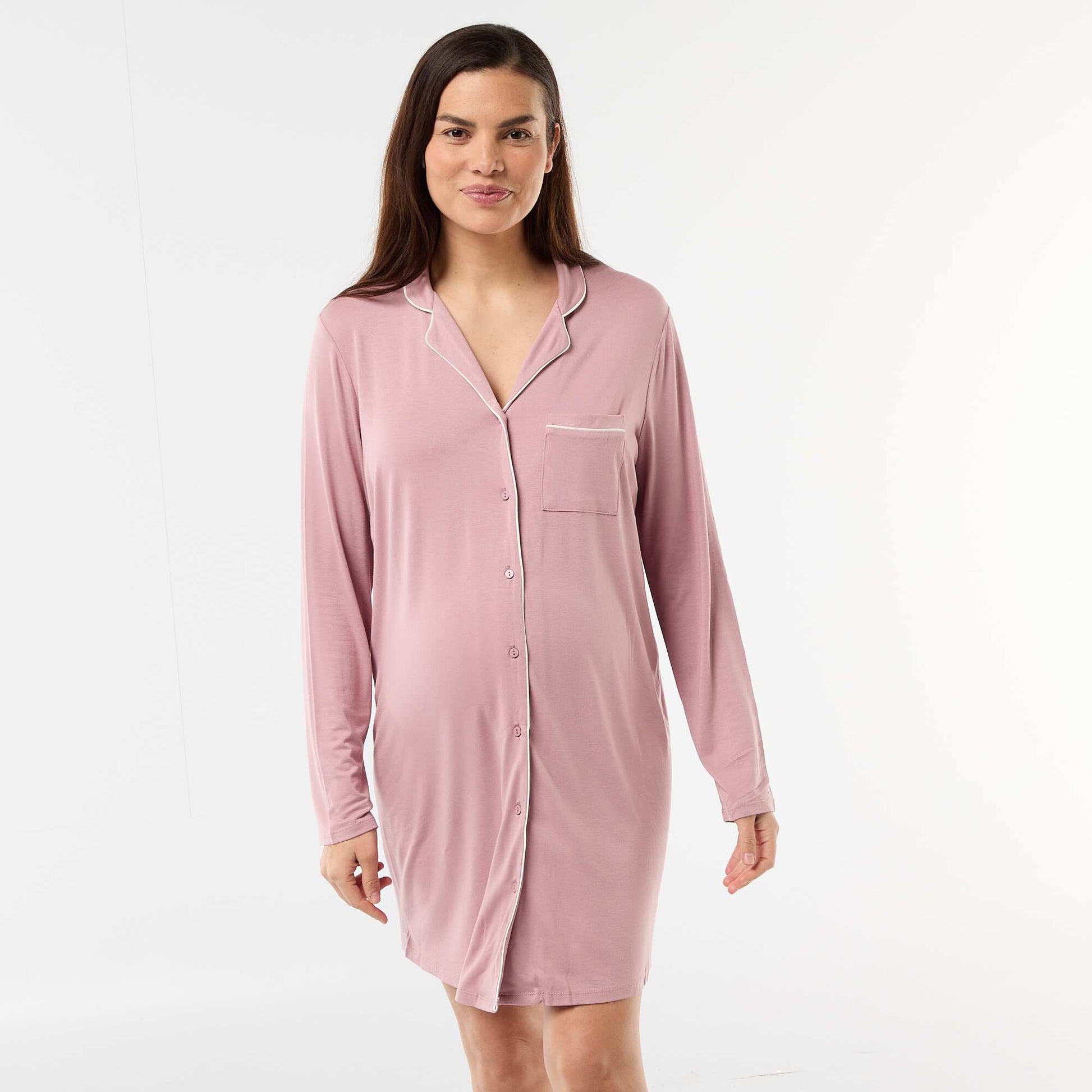 Chemise de nuit unie de maternité ROSE
