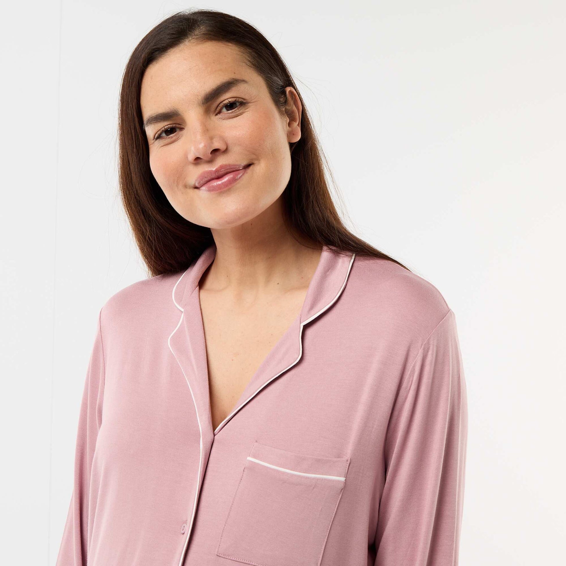 Chemise de nuit unie de maternité ROSE
