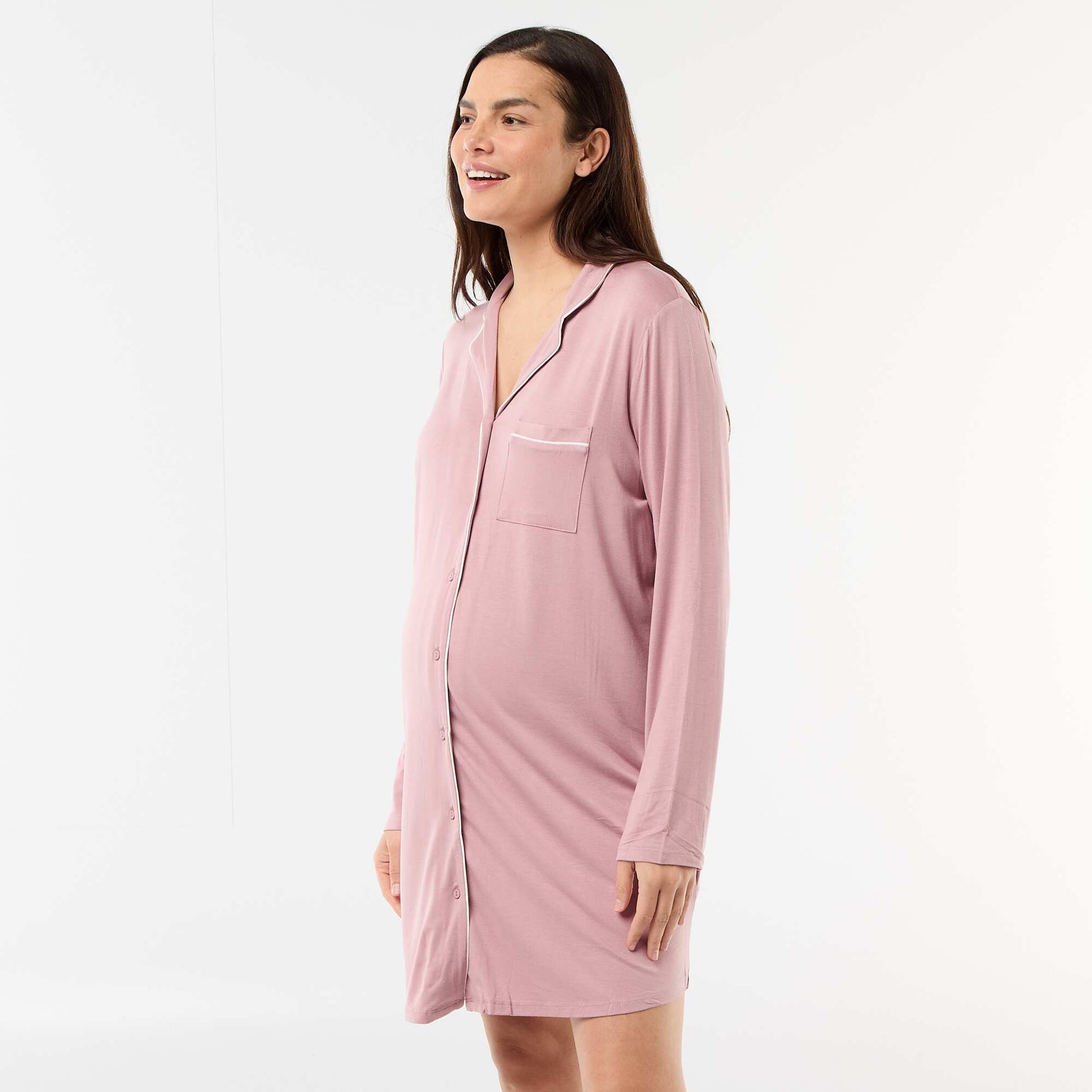 Chemise de nuit unie de maternité ROSE