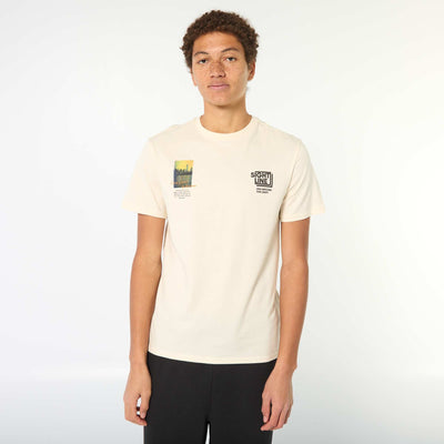 Tee-shirt en coton imprimé à manches courtes BLANC
