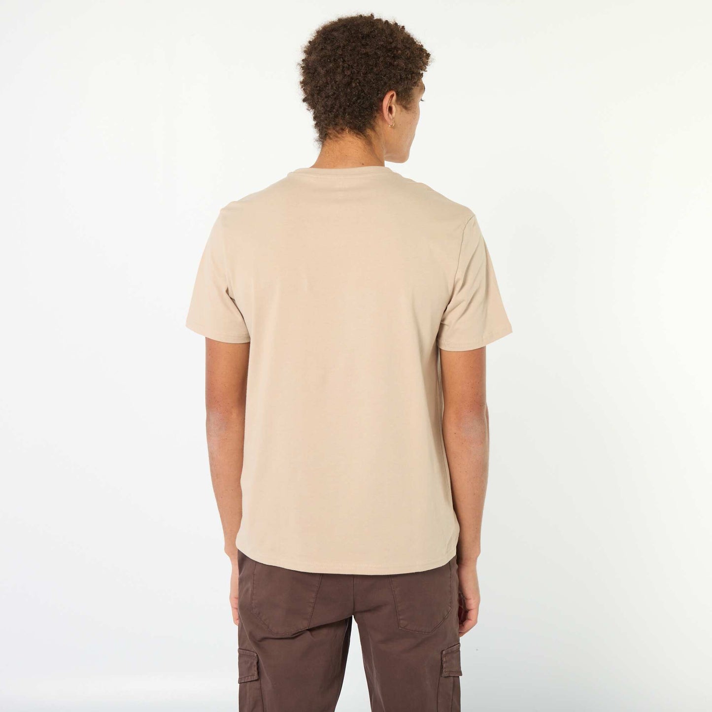 Tee-shirt en coton imprimé à manches courtes BEIGE