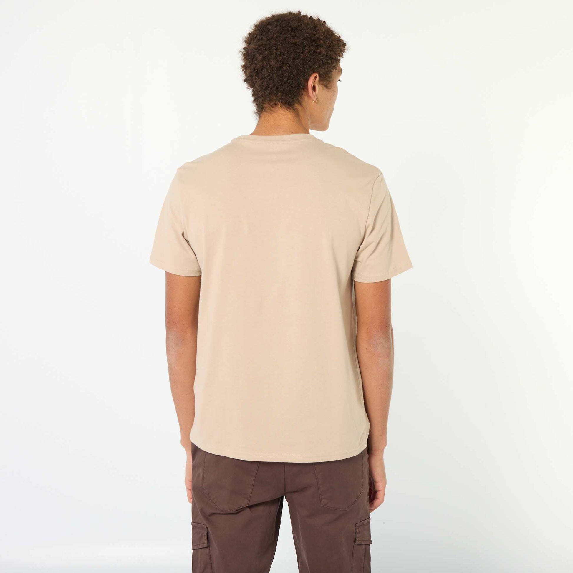 Tee-shirt en coton imprimé à manches courtes BEIGE