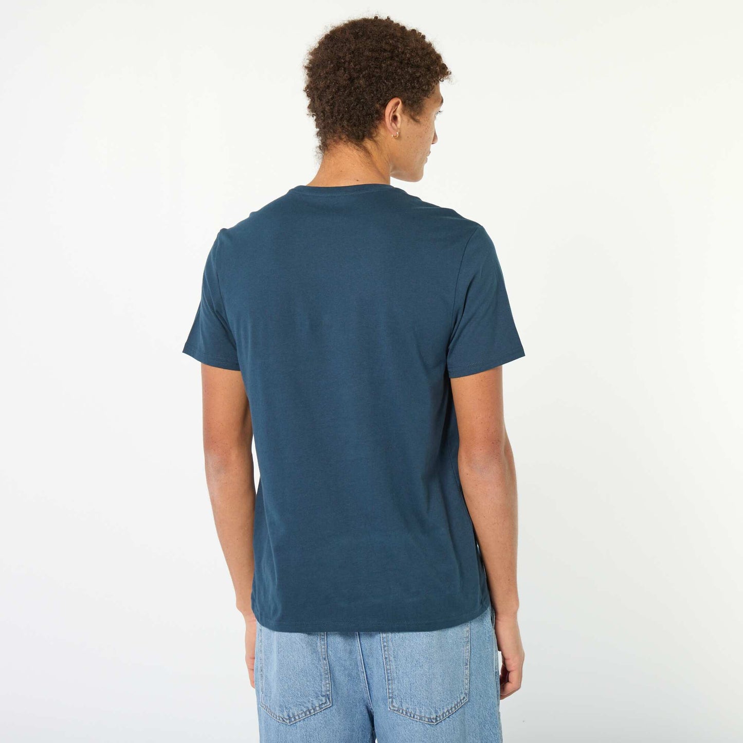 Tee-shirt en coton imprimé à manches courtes BLEU