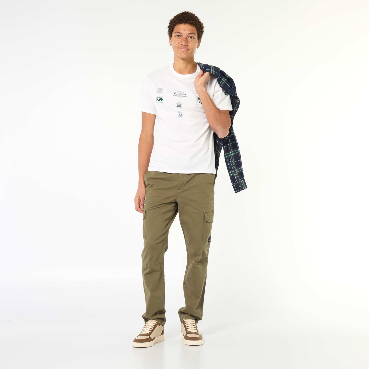 Tee-shirt en coton imprimé à manches courtes BLANC
